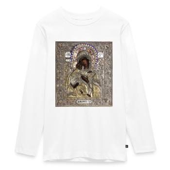 Icon. Orthodox icon - Teenager Premium Organic Long Sleeve Shirt - white - Front - AI Model Kid Female (0cm)