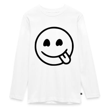 Emoji Skizze hungrig schwarz - Teenager Premium Organic Long Sleeve Shirt - white - Front - AI Model Kid Female (0cm)