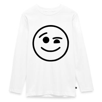 Emoji Skizze zwinkern schwarz - Teenager Premium Bio Langarmshirt - Weiß - Vorne - AI Model Kid Female (0cm)
