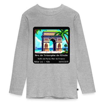 Arc de Triomphe de l'Étoile - Teenager Premium Bio Langarmshirt - Grau meliert - Vorne