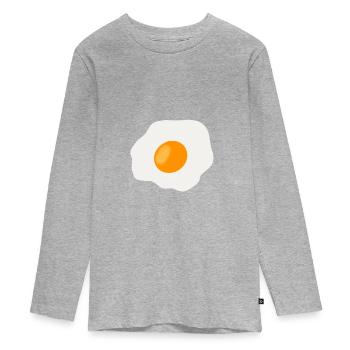 fried egg - Teenager Premium Organic Long Sleeve Shirt - heather grey - Front
