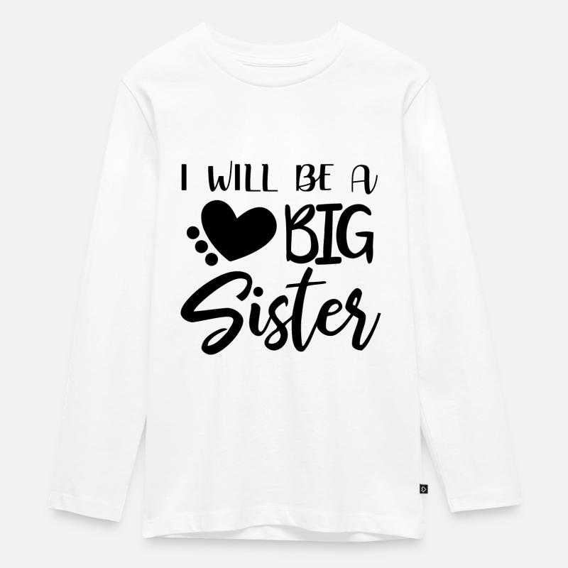 Ich werd große Schwester - Teenager Premium Bio Langarmshirt - Weiß