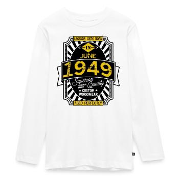 1949 JUNI - Teenager Premium Bio Langarmshirt - Weiß - Vorne - AI Model Kid Female (0cm)