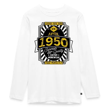 1950 APRIL - Teenager Premium Organic Long Sleeve Shirt - white - Front - AI Model Kid Female (0cm)