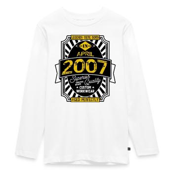 APRIL 2007 - Teenager Premium Bio Langarmshirt - Weiß - Vorne - AI Model Kid Female (0cm)