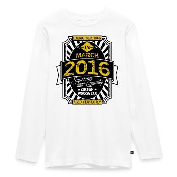 2016 MARCH - T-shirt manches longues Premium Ado - blanc - Devant - AI Model Kid Female (0cm)