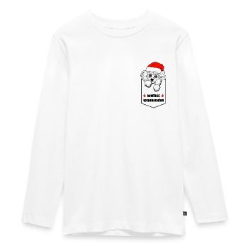 weihnachtliches Pudelmotiv - Taschenhocker Pudel - Teenager Premium Bio Langarmshirt - Weiß - Vorne - AI Model Kid Female (0cm)