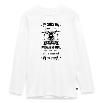 Parrain motard - T-shirt manches longues Premium Ado - blanc - Devant - AI Model Kid Female (0cm)