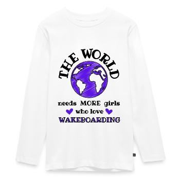 Le monde a besoin de plus de filles qui aiment le wakeboard - T-shirt manches longues Premium Ado - blanc - Devant - AI Model Kid Female (0cm)