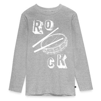 Musique - ROCK - Batterie - Batterie - Percussion - T-shirt manches longues Premium Ado - gris chiné - Devant