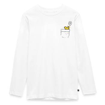 Peanuts Design Mit Schlafendem Woodstock - Teenager Premium Bio Langarmshirt - Weiß - Vorne - AI Model Kid Female (0cm)