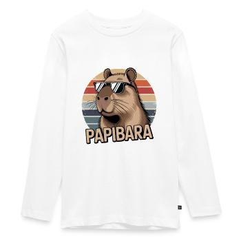 Vatertag Papibara Cooles Statement für Papas - Teenager Premium Bio Langarmshirt - Weiß - Vorne - AI Model Kid Female (0cm)