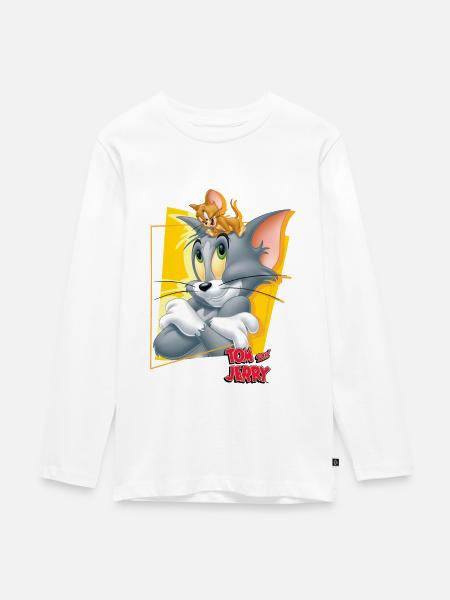 Tom Und Jerry Portrait - Teenager Premium Bio Langarmshirt - Weiß