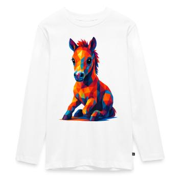 WPAP Polygon Kawaii Style Animaux Bébé Cheval Poulain - T-shirt manches longues Premium Ado - blanc - Devant - AI Model Kid Female (0cm)