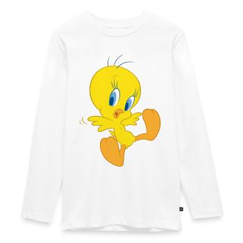 Looney Tunes Tweety fliegt - Teenager Premium Bio Langarmshirt - Weiß - Vorne - AI Model Kid Female (0cm)