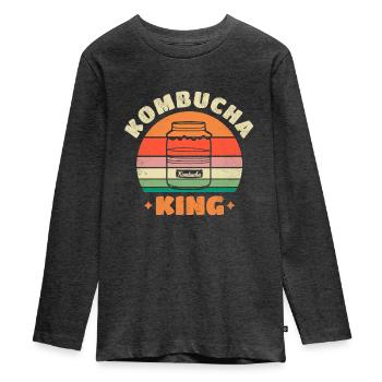 Roi du kombucha - T-shirt manches longues Premium Ado - anthracite chiné - Devant - AI Model Kid Female (0cm)