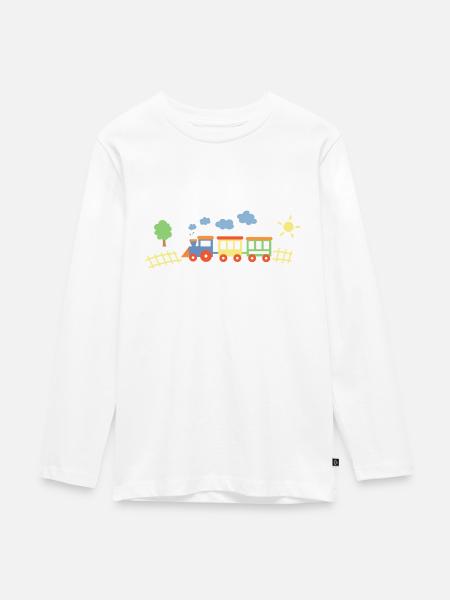 Train With Wagons - Teenager Premium Organic Long Sleeve Shirt - white