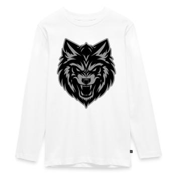 Wolf Kopf - Teenager Premium Bio Langarmshirt - Weiß - Vorne - AI Model Kid Female (0cm)