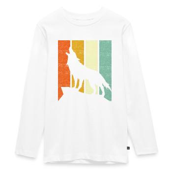Wolf Retro - Teenager Premium Organic Long Sleeve Shirt - white - Front - AI Model Kid Female (0cm)