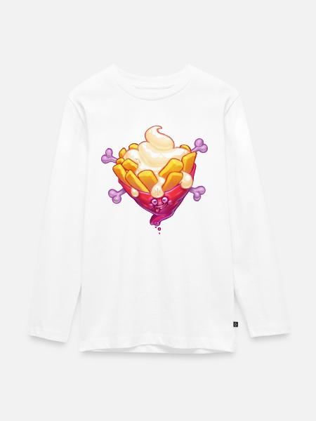 Happy Fries - Teenager Premium Bio Langarmshirt - Weiß