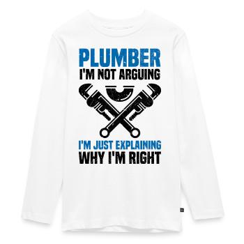 Plombier - T-shirt manches longues Premium Ado - blanc - Devant - AI Model Kid Female (0cm)