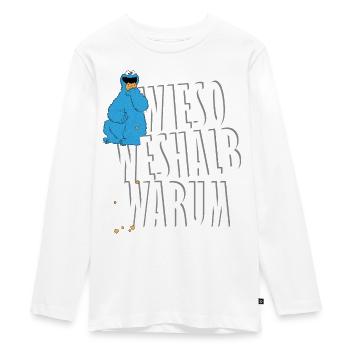 Sesamstraße Krümelmonster Wieso Weshalb Warum - Teenager Premium Bio Langarmshirt - Weiß - Vorne - AI Model Kid Female (0cm)