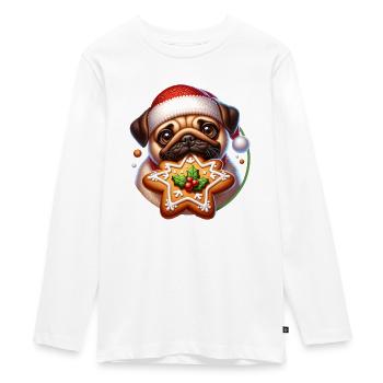 Mops - Teenager Premium Bio Langarmshirt - Weiß - Vorne - AI Model Kid Female (0cm)