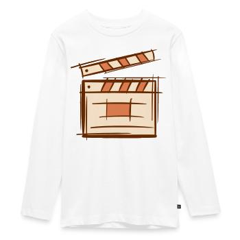 Clapperboard. Director. Film producer. Filmmaker. - Teenager Premium Organic Long Sleeve Shirt - white - Front - AI Model Kid Female (0cm)