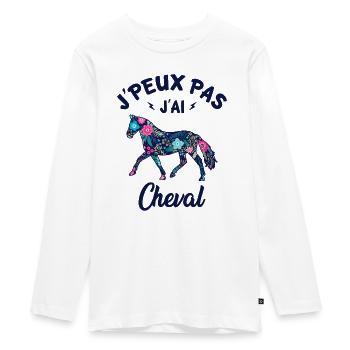 j'peux pas j'ai cheval - T-shirt manches longues Premium Ado - blanc - Devant - AI Model Kid Female (0cm)