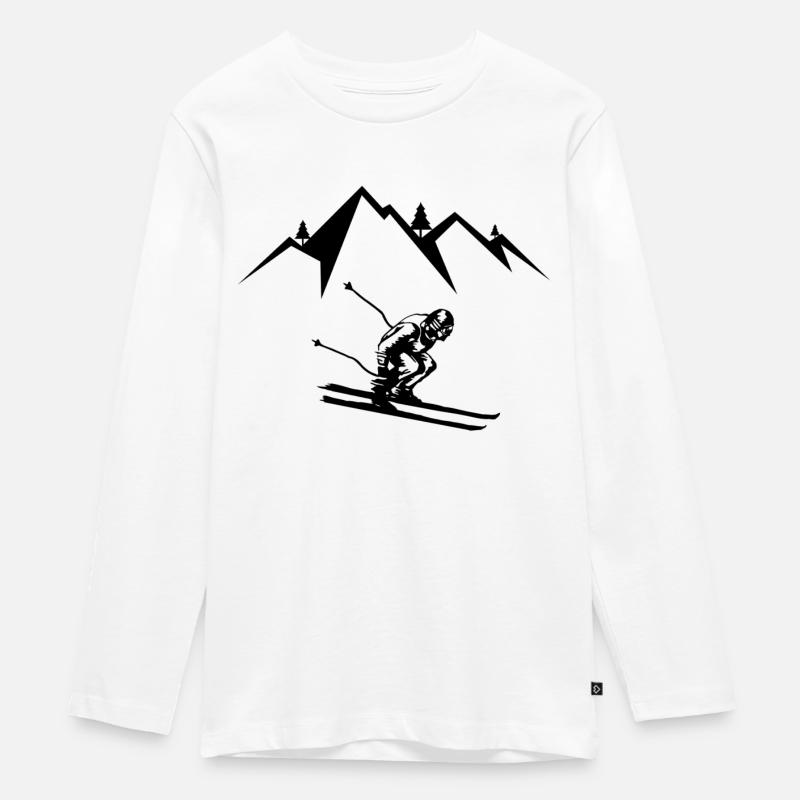 Sciatore - Maglia a maniche lunghe ecologica premium per ragazzi - bianco