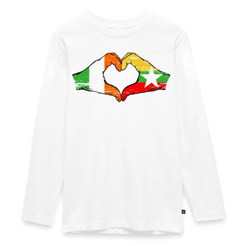 Irlande Myanmar drapeau mains forme de coeur utilisé - T-shirt manches longues Premium Ado - blanc - Devant - AI Model Kid Female (0cm)