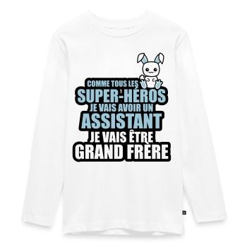 je vais être grand frère - T-shirt manches longues Premium Ado - blanc - Devant - AI Model Kid Female (0cm)
