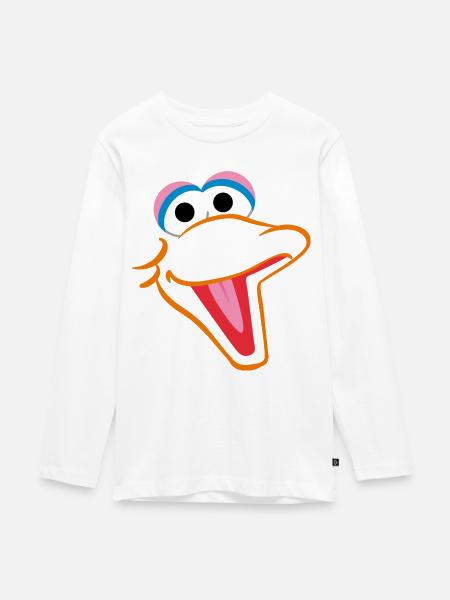 Sesamstraße Bibo Gesicht - Teenager Premium Bio Langarmshirt - Weiß