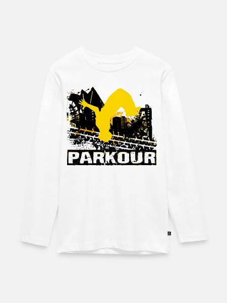 Parkour - Teenager Premium Bio Langarmshirt - Weiß
