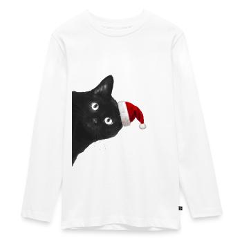 Katze- Weihnachten - Teenager Premium Bio Langarmshirt - Weiß - Vorne - AI Model Kid Female (0cm)