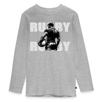 Rugby - T-shirt manches longues Premium Ado - gris chiné - Devant