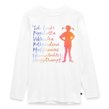 Pippi Langstrumpf Ich Heiße … Bunte Schrift - Teenager Premium Bio Langarmshirt - Weiß - Vorne - AI Model Kid Female (0cm)
