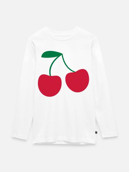 Kirsche - Teenager Premium Bio Langarmshirt - Weiß