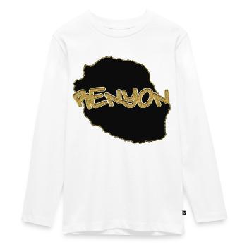 Kreol Rényon Map of Reunion Island - Teenager Premium Organic Long Sleeve Shirt - white - Front - AI Model Kid Female (0cm)
