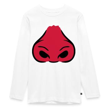Red large nostrils nose - Teenager Premium Organic Long Sleeve Shirt - white - Front - AI Model Kid Female (0cm)