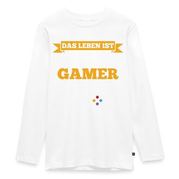 DAS LEBEN IST HART GAMER SIND HÄRTER - Teenager Premium Bio Langarmshirt - Weiß - Vorne - AI Model Kid Female (0cm)