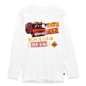 Feuerwehrmann Sam™ Tatü Tata Schulkind Ist Da - Teenager Premium Bio Langarmshirt - Weiß - Vorne - AI Model Kid Female (0cm)