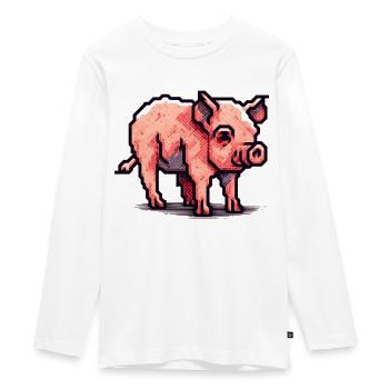 Minimaliste beau petit cochon - T-shirt manches longues Premium Ado - blanc - Devant - AI Model Kid Female (0cm)