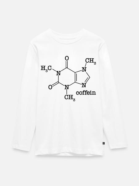 coffein - Teenager Premium Bio Langarmshirt - Weiß