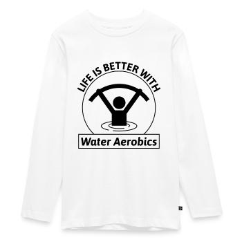 Aquagym Fitness aquatique Aqua Exercice - T-shirt manches longues Premium Ado - blanc - Devant - AI Model Kid Female (0cm)