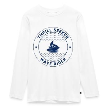 Thrill Seeker Wave Rider Jet Ski Badge - T-shirt manches longues Premium Ado - blanc - Devant - AI Model Kid Female (0cm)