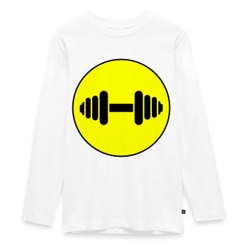 Hantel gewichte icon - Teenager Premium Bio Langarmshirt - Weiß - Vorne - AI Model Kid Female (0cm)