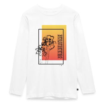 Summertime Palmen - Teenager Premium Bio Langarmshirt - Weiß - Vorne - AI Model Kid Female (0cm)