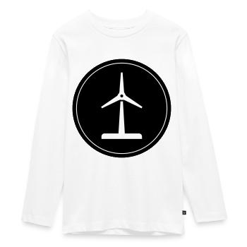 Wind turbine silhouette - Teenager Premium Organic Long Sleeve Shirt - white - Front - AI Model Kid Female (0cm)