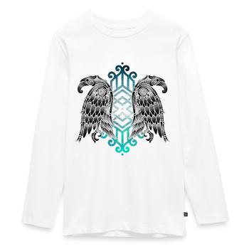 Hugin et Munin corbeau Nordique Viking - T-shirt manches longues Premium Ado - blanc - Devant - AI Model Kid Female (0cm)